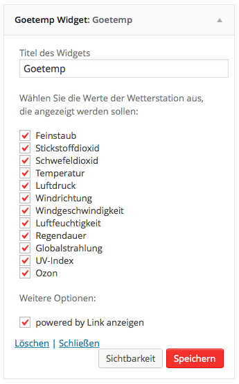 Goetemp Widget Settings